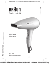 Braun HD 380,  HD 385,  Satin Hair 3 Používateľská príručka