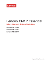 Lenovo Tab 7 Essential Safety, Warranty & Quick Start Manual