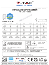 V TAC V-TAC VT-122 T8 LED Tube Light Používateľská príručka